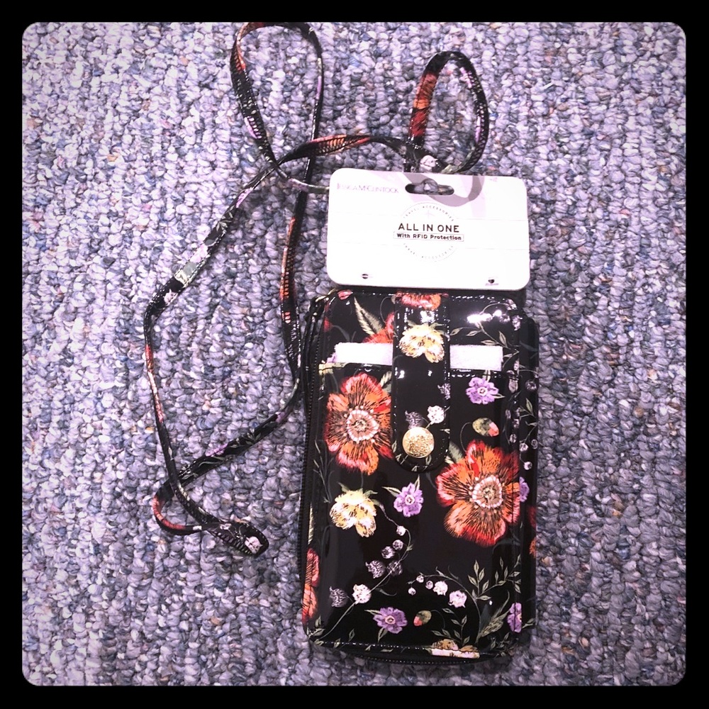Jessica McClintock floral travel RFID crossbody